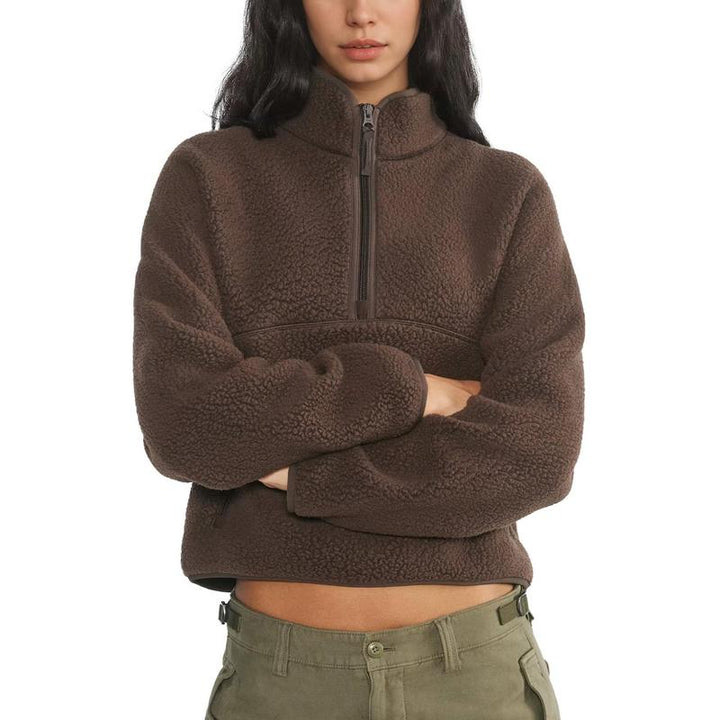 ALICE™ - Fuzzy Warm Half-Zip Cropped Fleece Pullover | Elina Dublin