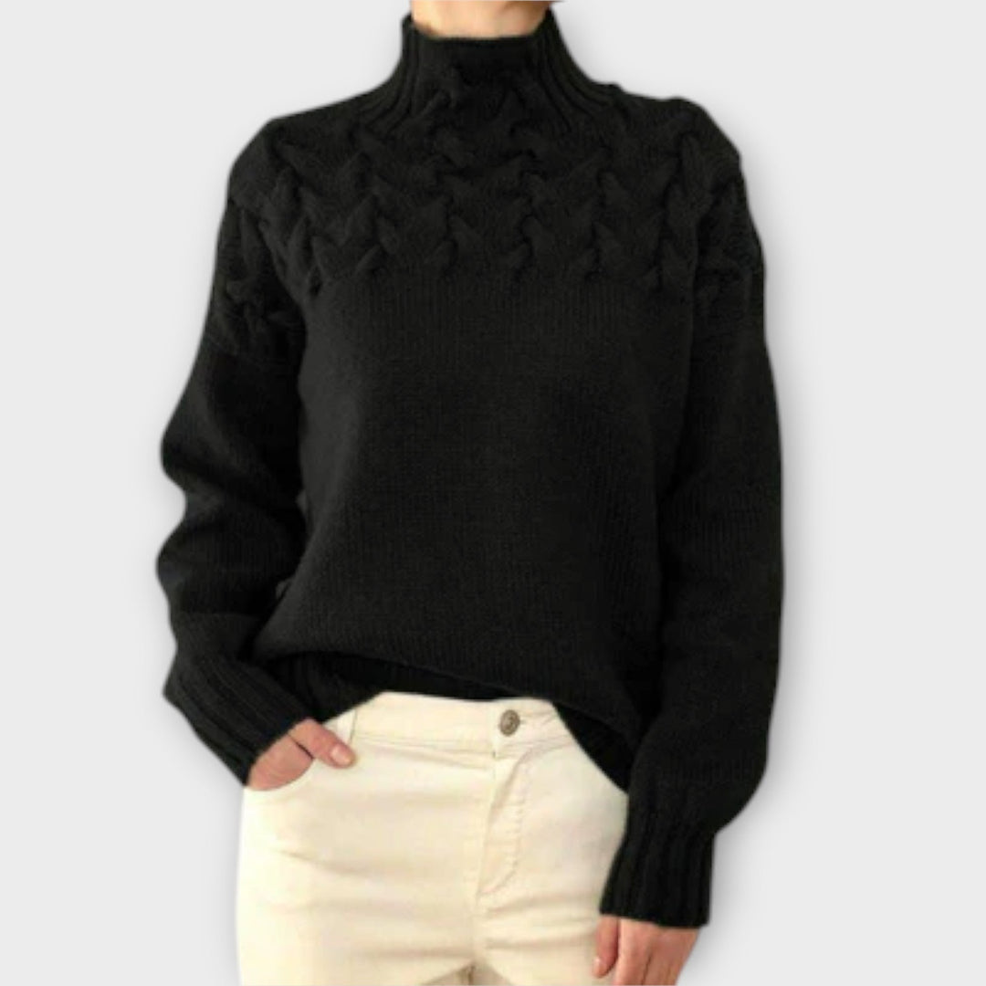 Eva - Women's Sweater with Cable Knit Detail | Elina Dublin