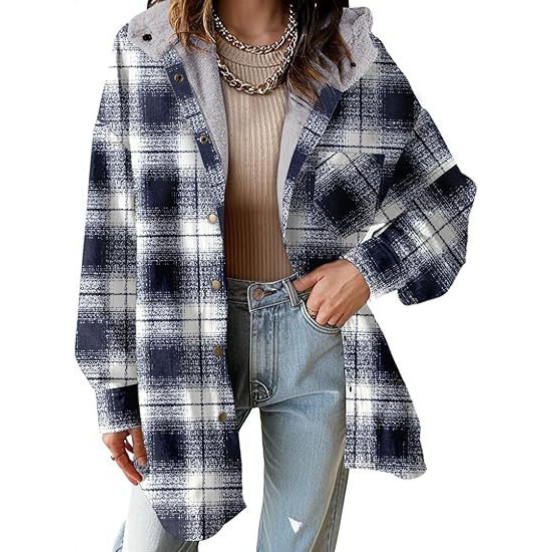 TALLULAH™ - Relaxed Fit Hooded Plaid Jacket | Elina Dublin