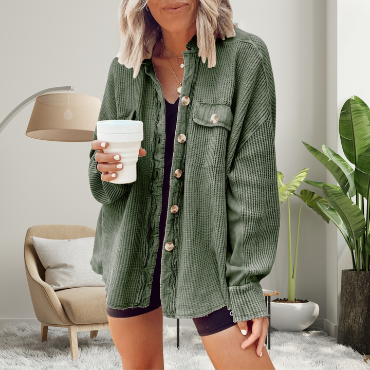 FAYE™ - Cozy Loose Fit Batwing Sleeve Button Down Jacket | Elina Dublin