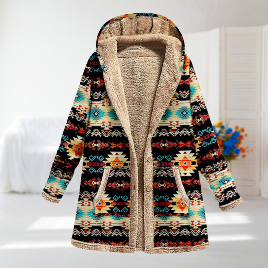 Federica | Coat with Ethnic Geometric Pattern | Elina Dublin