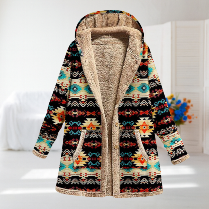 Federica | Coat with Ethnic Geometric Pattern | Elina Dublin