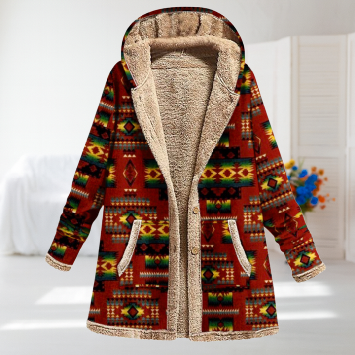 Giorgia | Coat with Ethnic Geometric Pattern | Elina Dublin