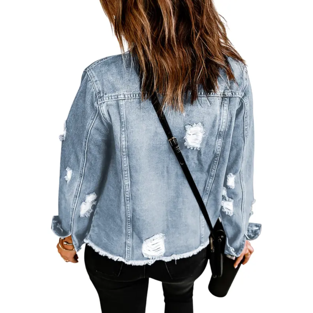 DENIM™ – Distressed Boyfriend Denim Jacket | Elina Dublin