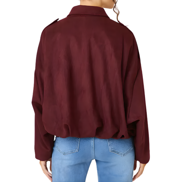 PETRA™ – Vintage Suede Epaulet Bomber Jacket | Elina Dublin