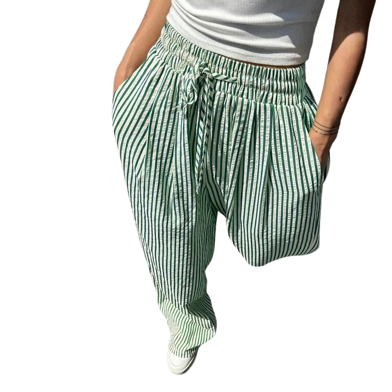 BELINDA™ – Classic Striped Print Summer Trousers | Elina Dublin
