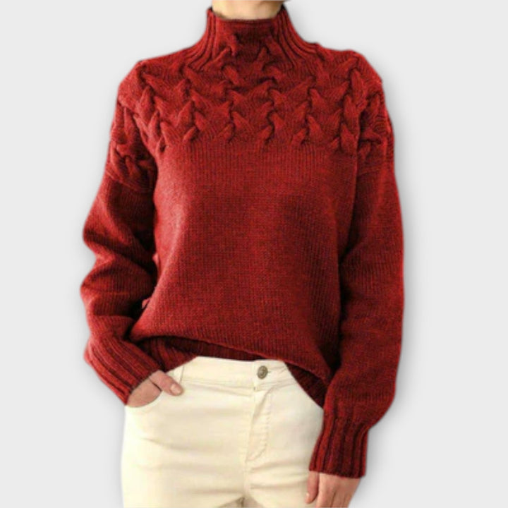 Eva - Women's Sweater with Cable Knit Detail | Elina Dublin