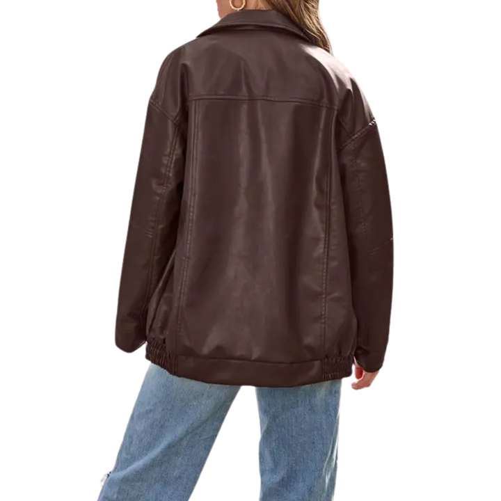 REBEL™ – Moto-Inspired Faux Leather Oversized Jacket | Elina Dublin