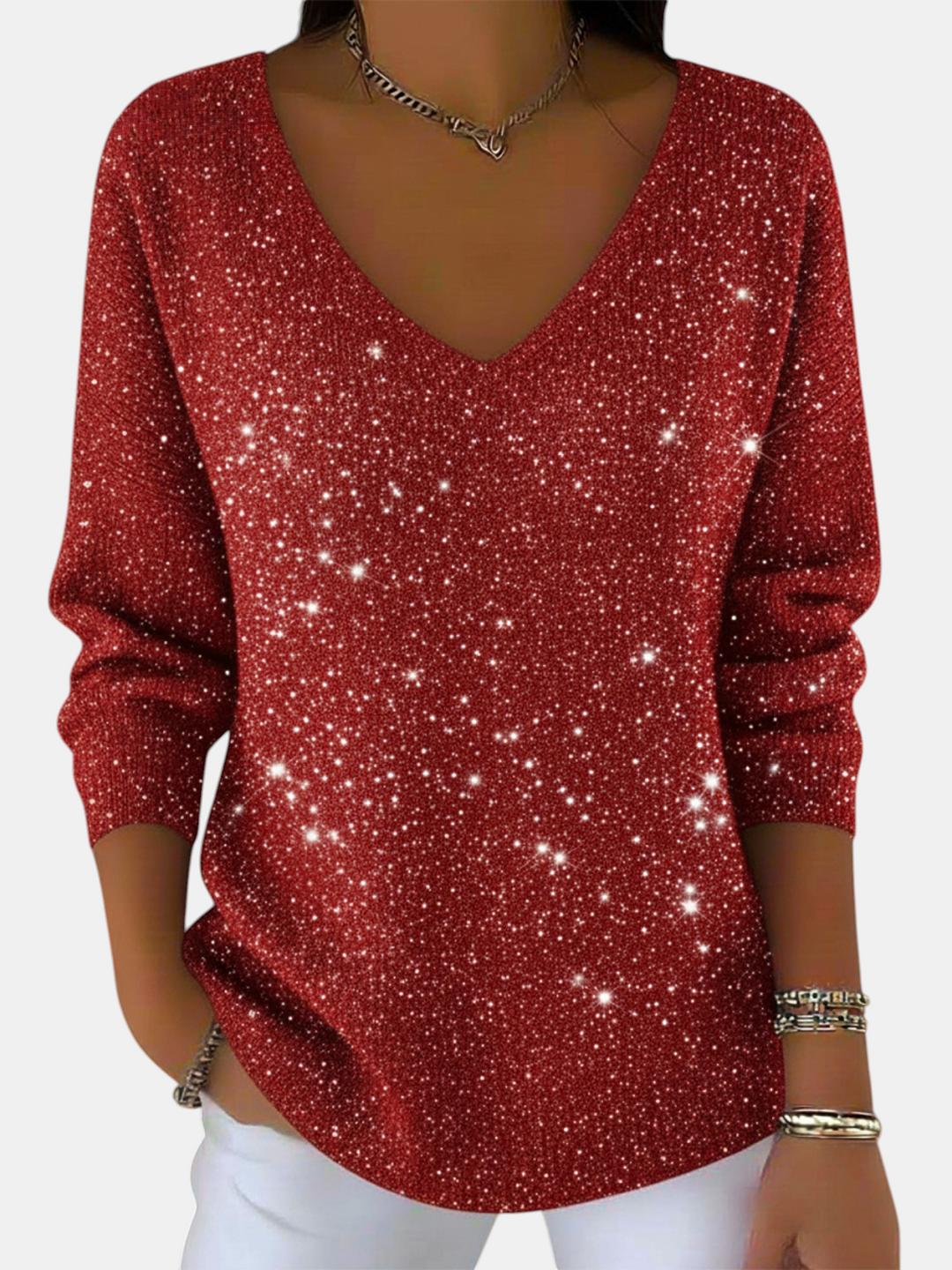 Maria - Festive V-Neck Sweater | Elina Dublin