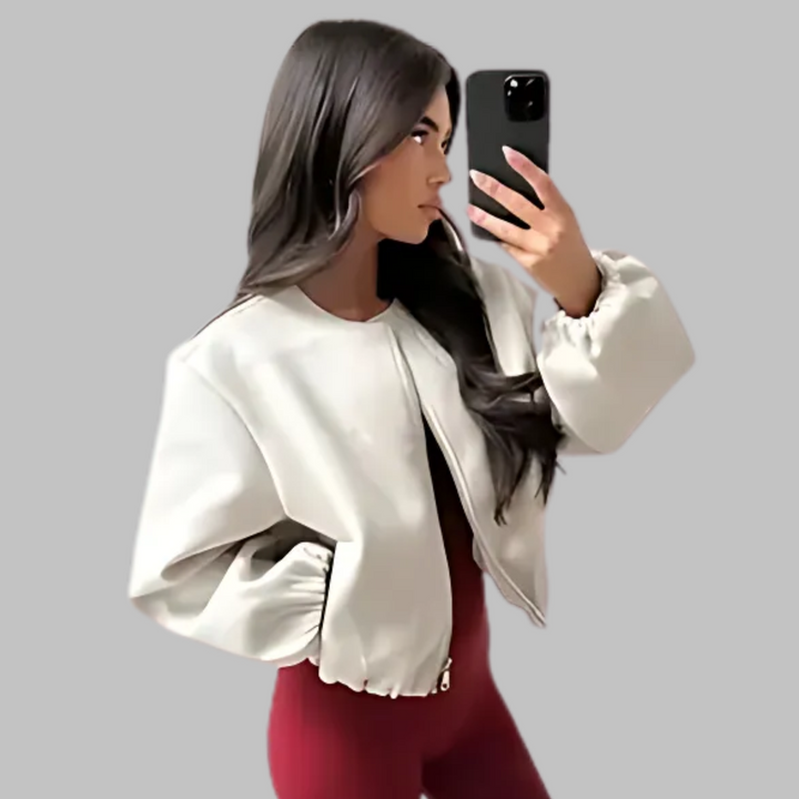 DHANE™ - Chic Long Sleeve Zipper Crop Top Jacket | Elina Dublin