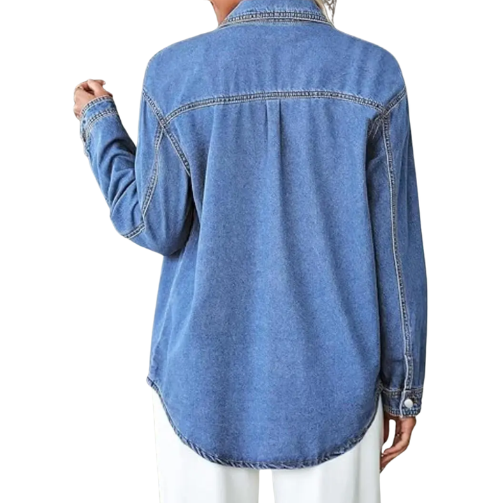 JORDIE™ – Washed Curved Hem Denim Shacket | Elina Dublin
