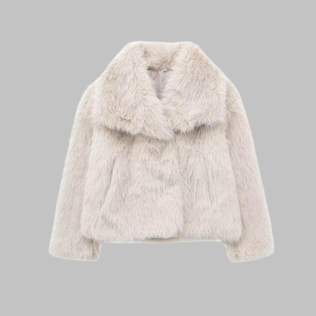 NESRIN™ - Classy Long Sleeve Collared Fuzzy Coat | Elina Dublin