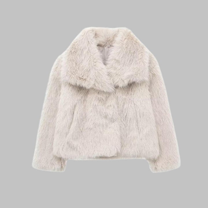NESRIN™ - Classy Long Sleeve Collared Fuzzy Coat | Elina Dublin