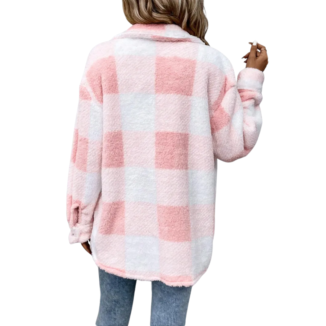HALCYON™ – Cozy Plaid Fuzzy Button Coat Jacket | Elina Dublin
