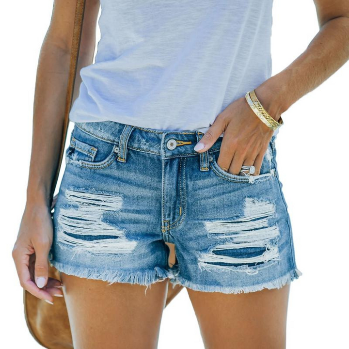 DOLORES™ – Daily Slim-Fit  Ripped Jean Shorts | Elina Dublin