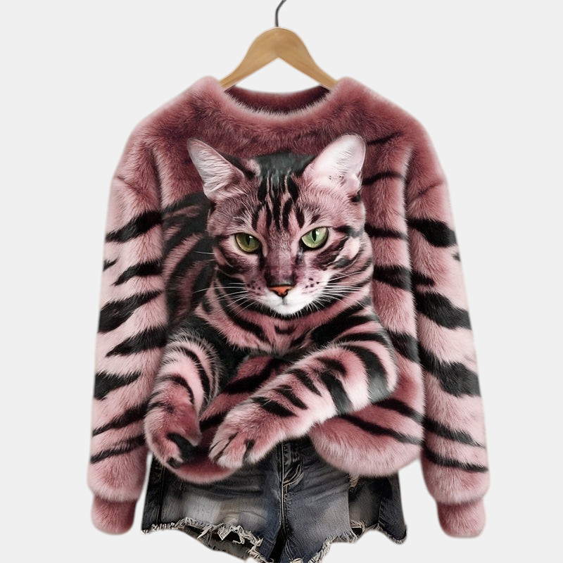 Marie™ | Soft Elegant Cat Print Sweater | Elina Dublin