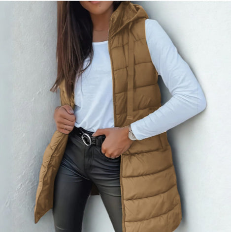 RAIN™ - Casual Sleeveless Hood Long Puffer Vest | Elina Dublin