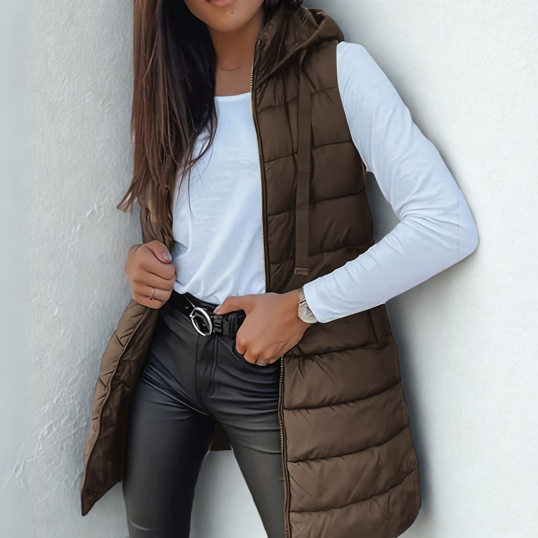 RAIN™ - Casual Sleeveless Hood Long Puffer Vest | Elina Dublin