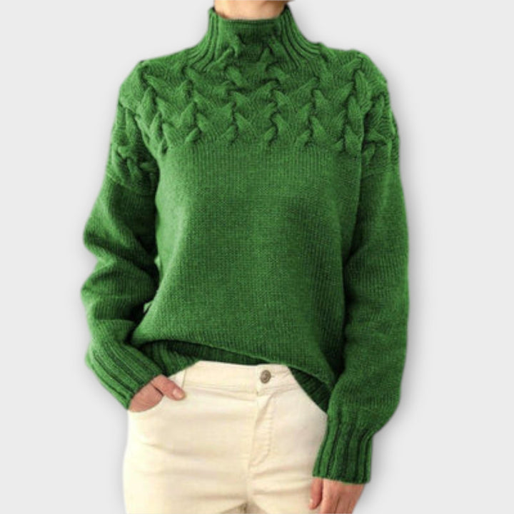 Eva - Women's Sweater with Cable Knit Detail | Elina Dublin