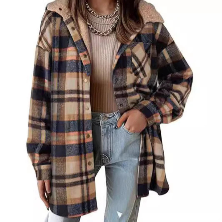 TALLULAH™ - Relaxed Fit Hooded Plaid Jacket | Elina Dublin