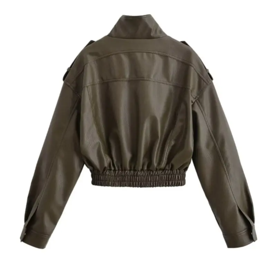 ZOYA™ – Faux Leather Biker Short Jacket | Elina Dublin