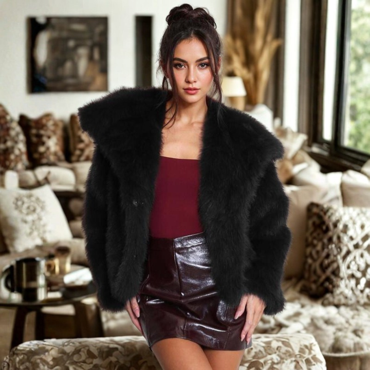 CORRINE™ - Classy Long Sleeve Collared Fuzzy Coat | Elina Dublin