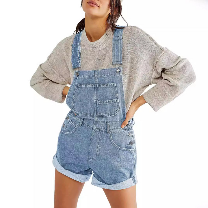 REMITA™ - Vintage Adjustable Denim Overall Shorts | Elina Dublin