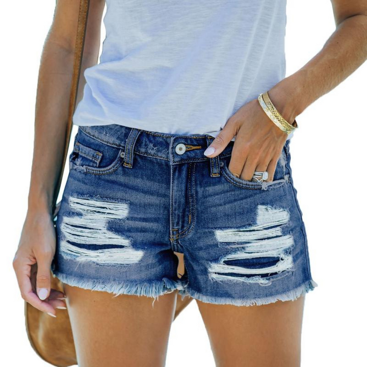 DOLORES™ – Daily Slim-Fit  Ripped Jean Shorts | Elina Dublin