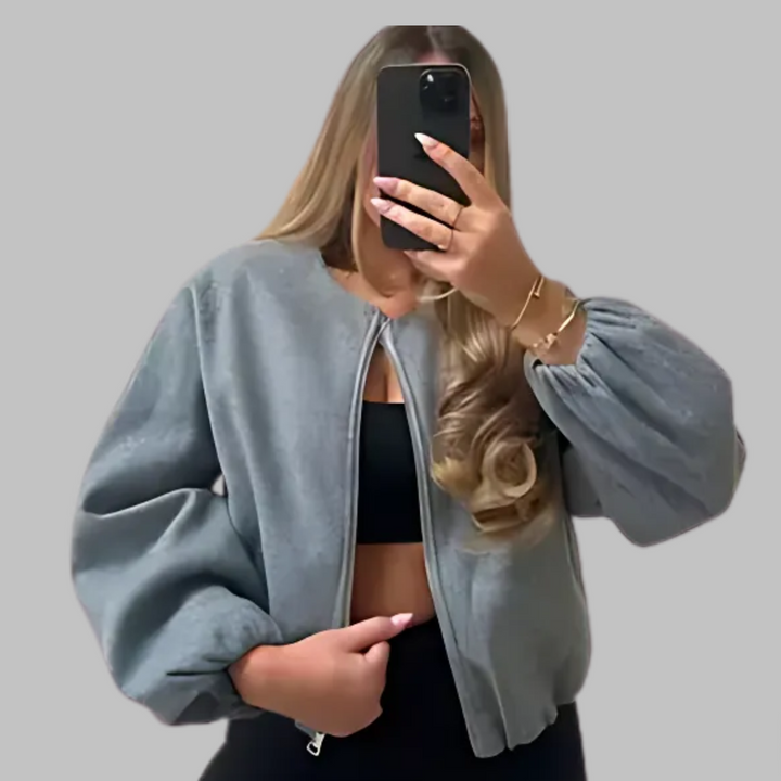 DHANE™ - Chic Long Sleeve Zipper Crop Top Jacket | Elina Dublin