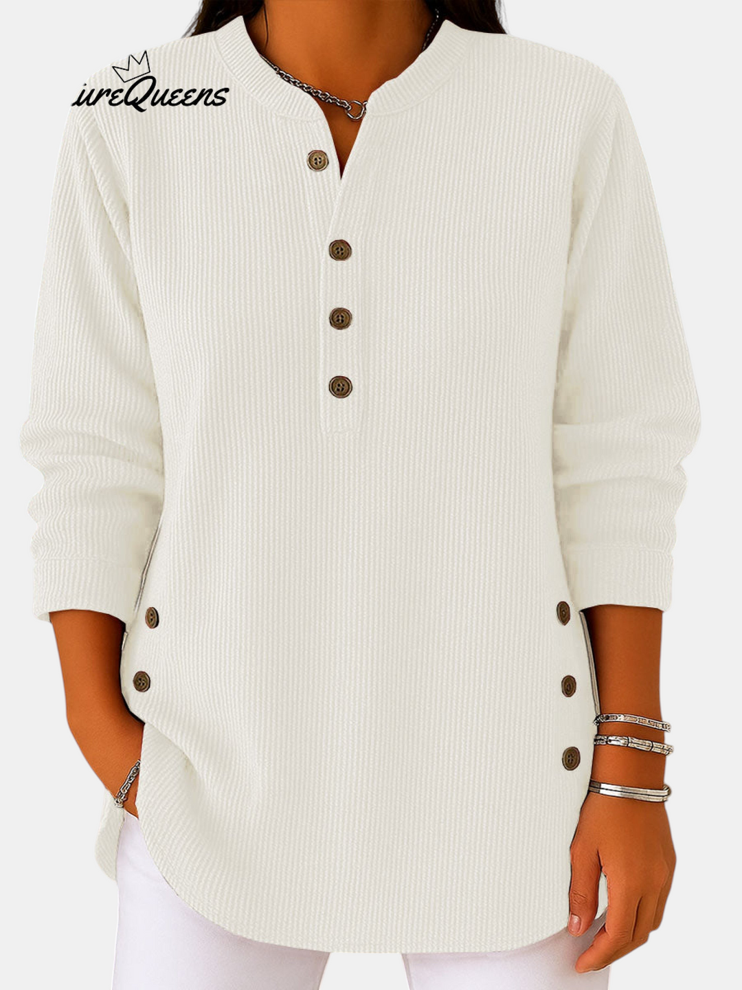 Sandrine™ — Flowy Buttoned Tunic, Elegant and Relaxed | Elina Dublin