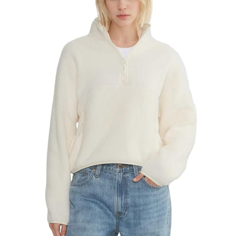 ALICE™ - Fuzzy Warm Half-Zip Cropped Fleece Pullover | Elina Dublin