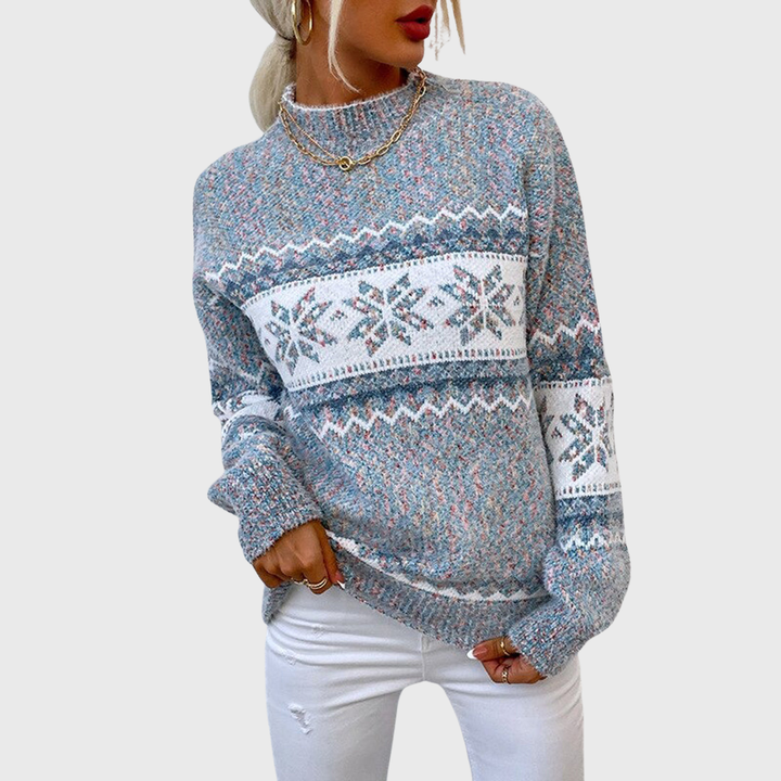 Kielo | Light Blue Vintage Jumper with Nordic Pattern | Elina Dublin