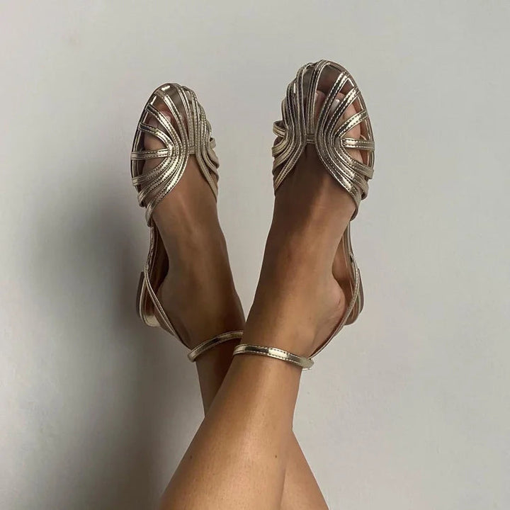 Clodagh - Gold Jewel Sandals | Elina Dublin