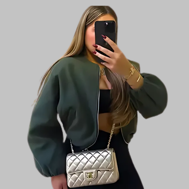 DHANE™ - Chic Long Sleeve Zipper Crop Top Jacket | Elina Dublin