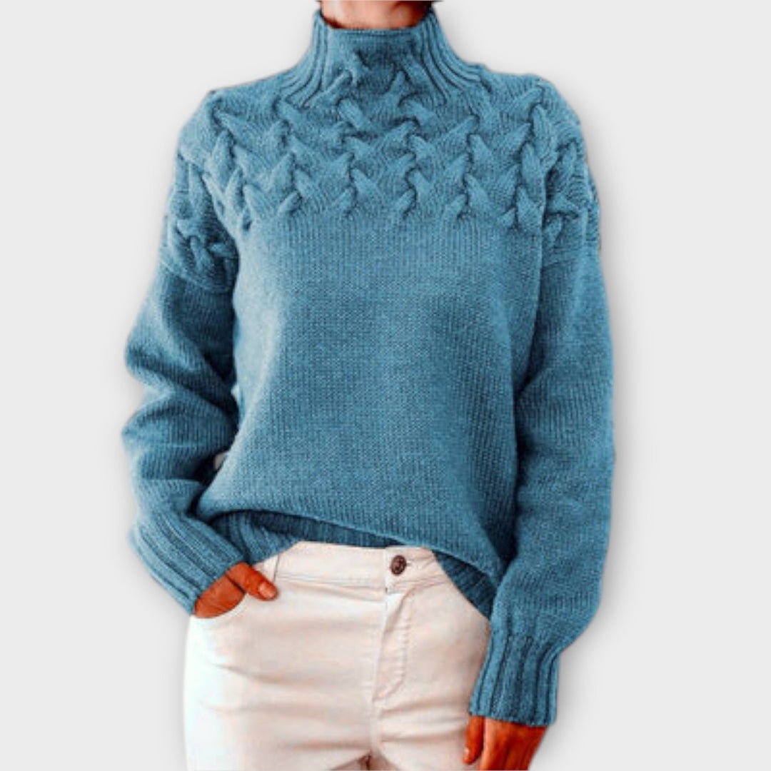 Eva - Women's Sweater with Cable Knit Detail | Elina Dublin