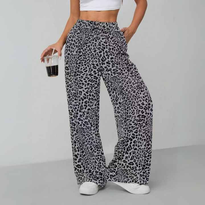 SYALA™ - Vintage Leopard Tie Front Wide Leg Pants | Elina Dublin