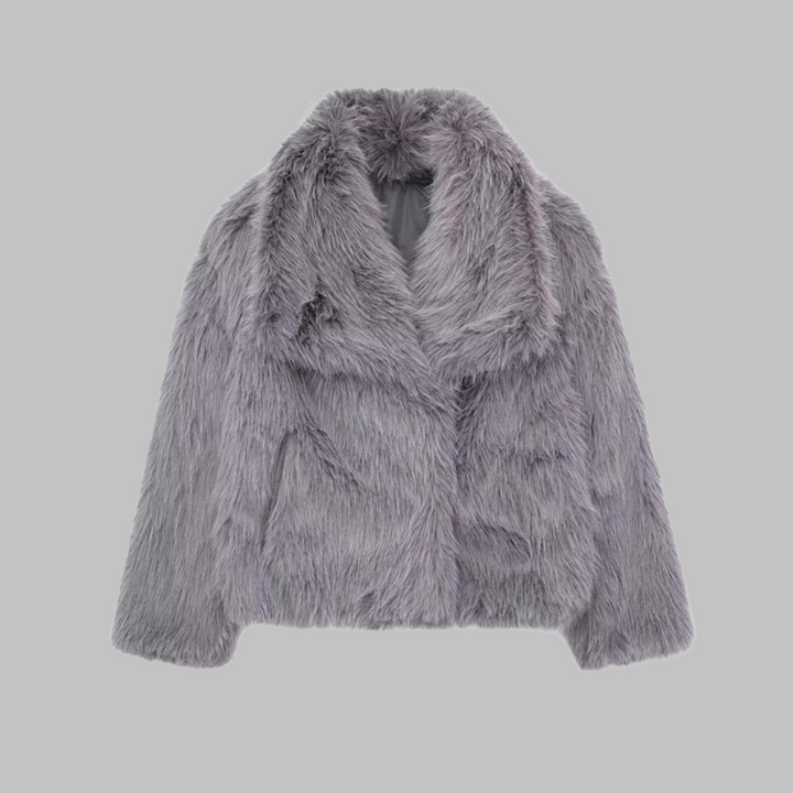 NESRIN™ - Classy Long Sleeve Collared Fuzzy Coat | Elina Dublin