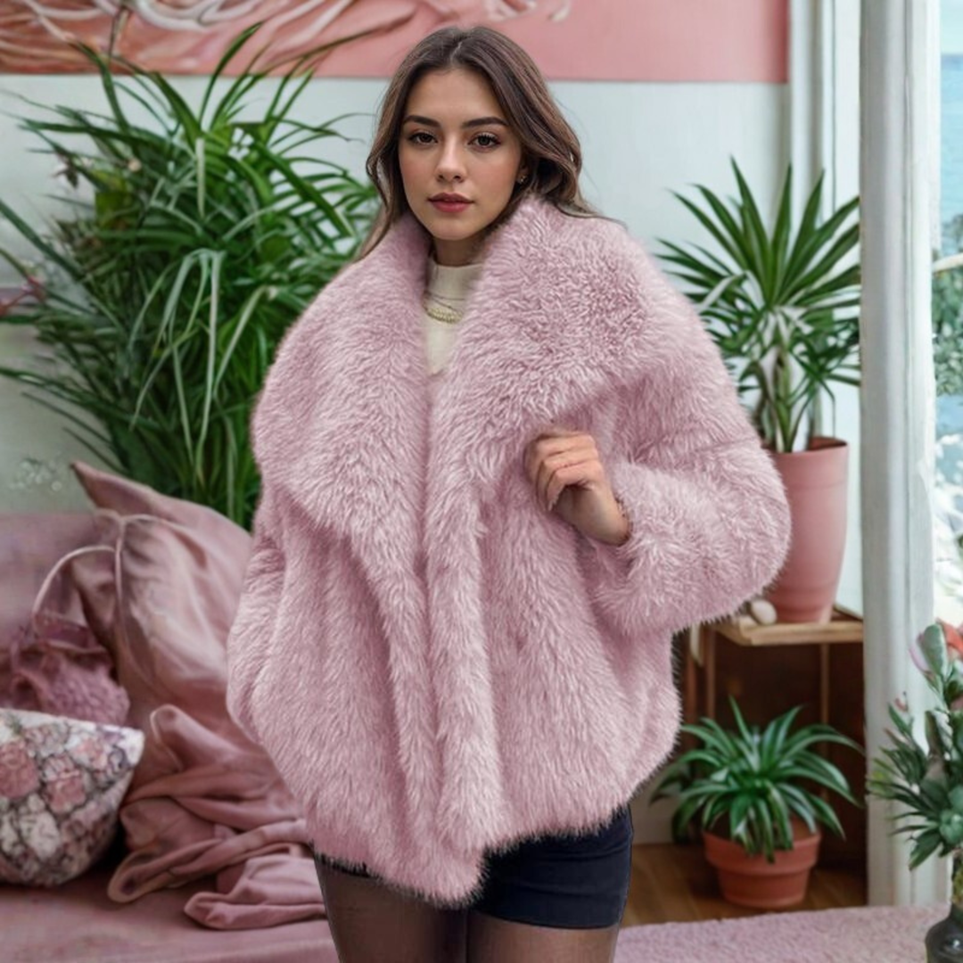 CORRINE™ - Classy Long Sleeve Collared Fuzzy Coat | Elina Dublin