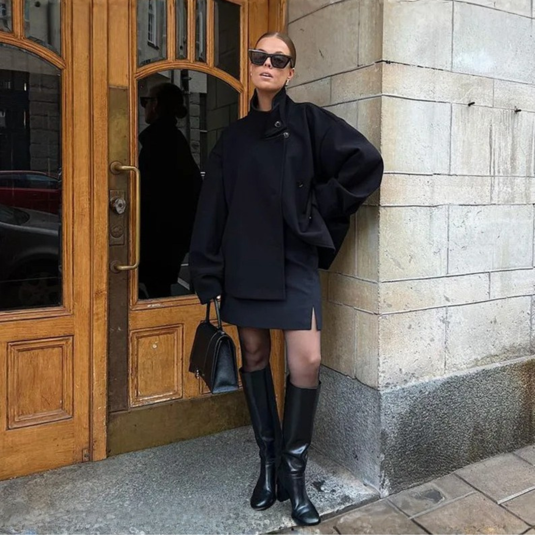 BHEKI™ - Chic Stand-Up Collar Long Sleeve Button Down Coat | Elina Dublin