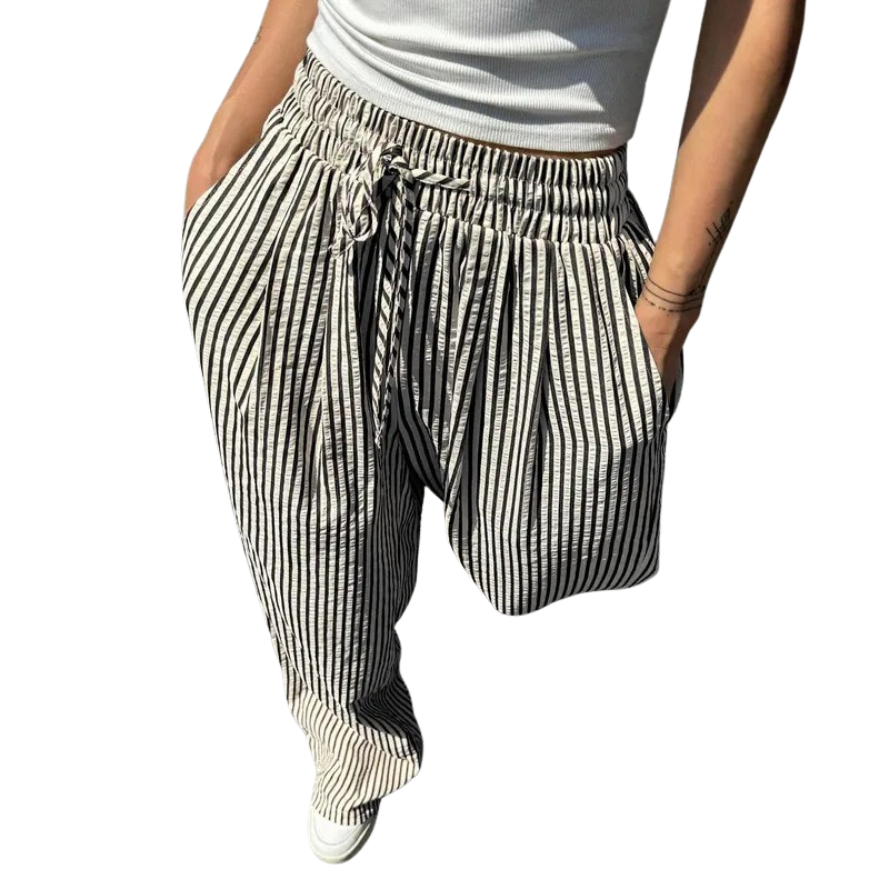 BELINDA™ – Classic Striped Print Summer Trousers | Elina Dublin