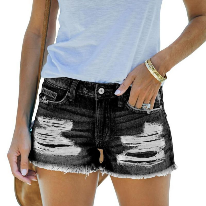 DOLORES™ – Daily Slim-Fit  Ripped Jean Shorts | Elina Dublin