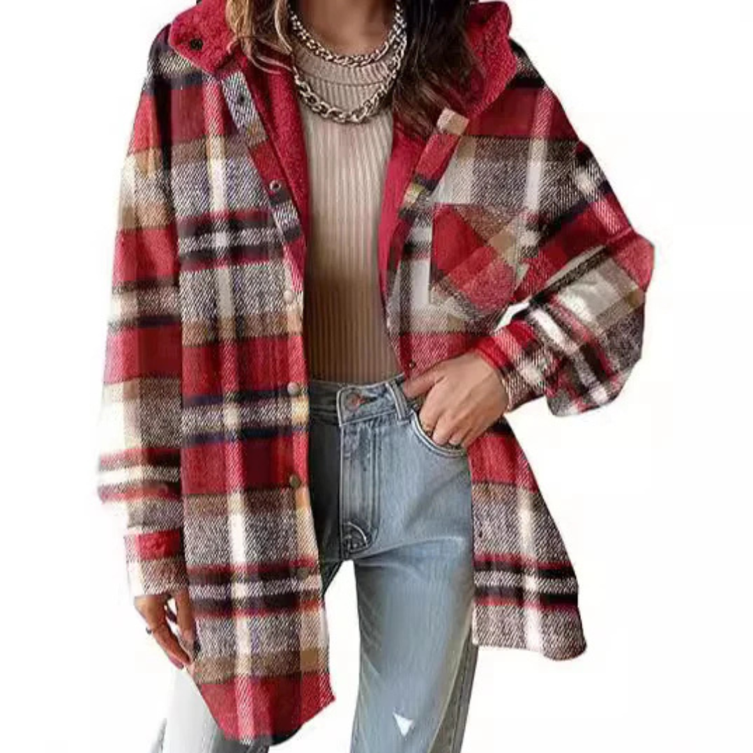 TALLULAH™ - Relaxed Fit Hooded Plaid Jacket | Elina Dublin