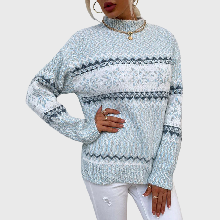 Kielo | Light Blue Vintage Jumper with Nordic Pattern | Elina Dublin
