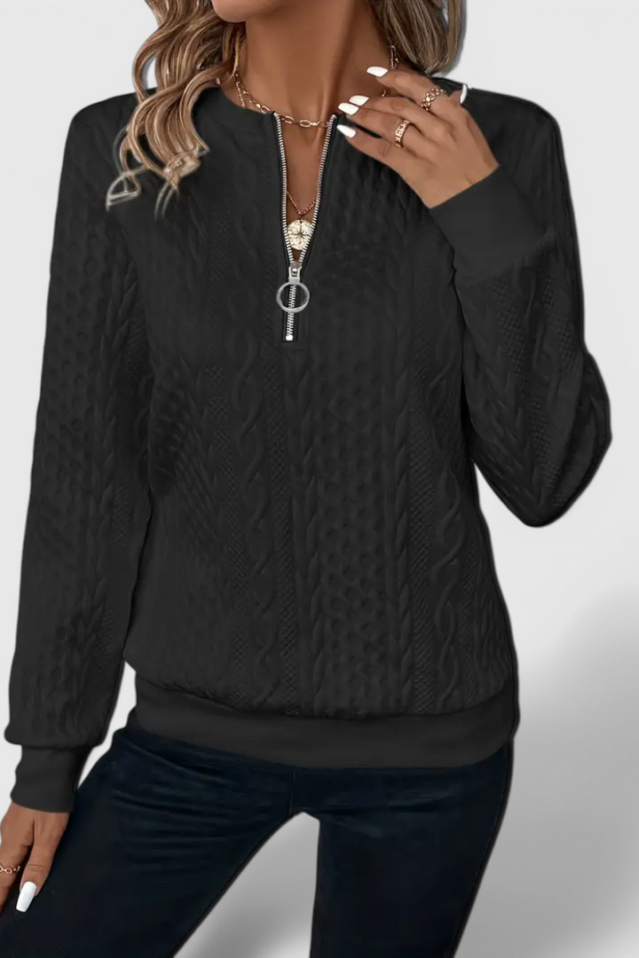 Zoey Soft Zip Knit Jumper | Elina Dublin