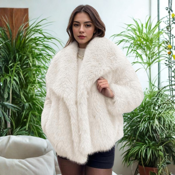 CORRINE™ - Classy Long Sleeve Collared Fuzzy Coat | Elina Dublin