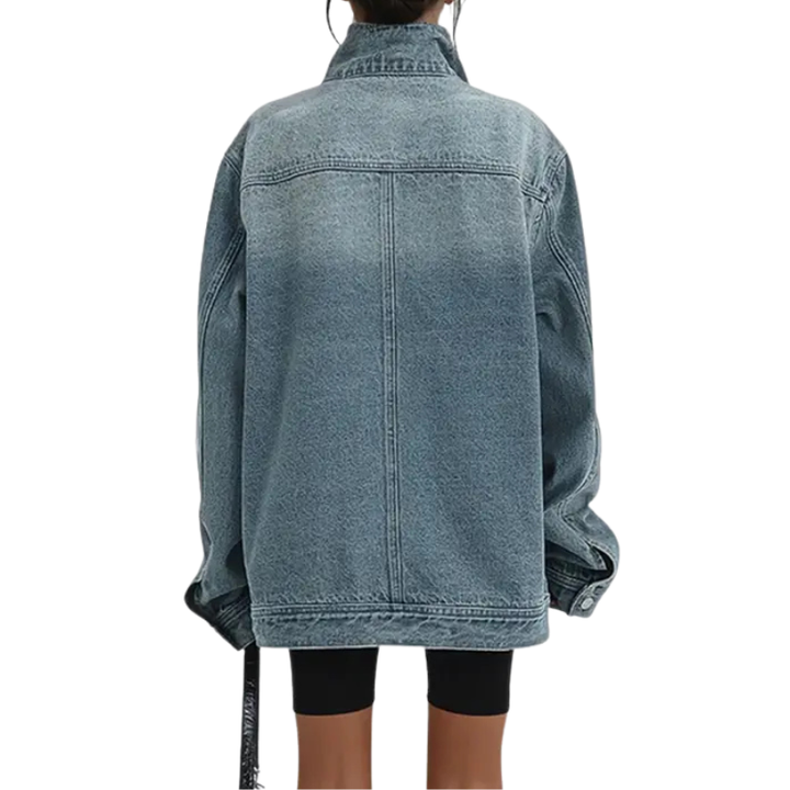 SKYE™ – Vintage Washed High Neck Asymmetric Jacket | Elina Dublin