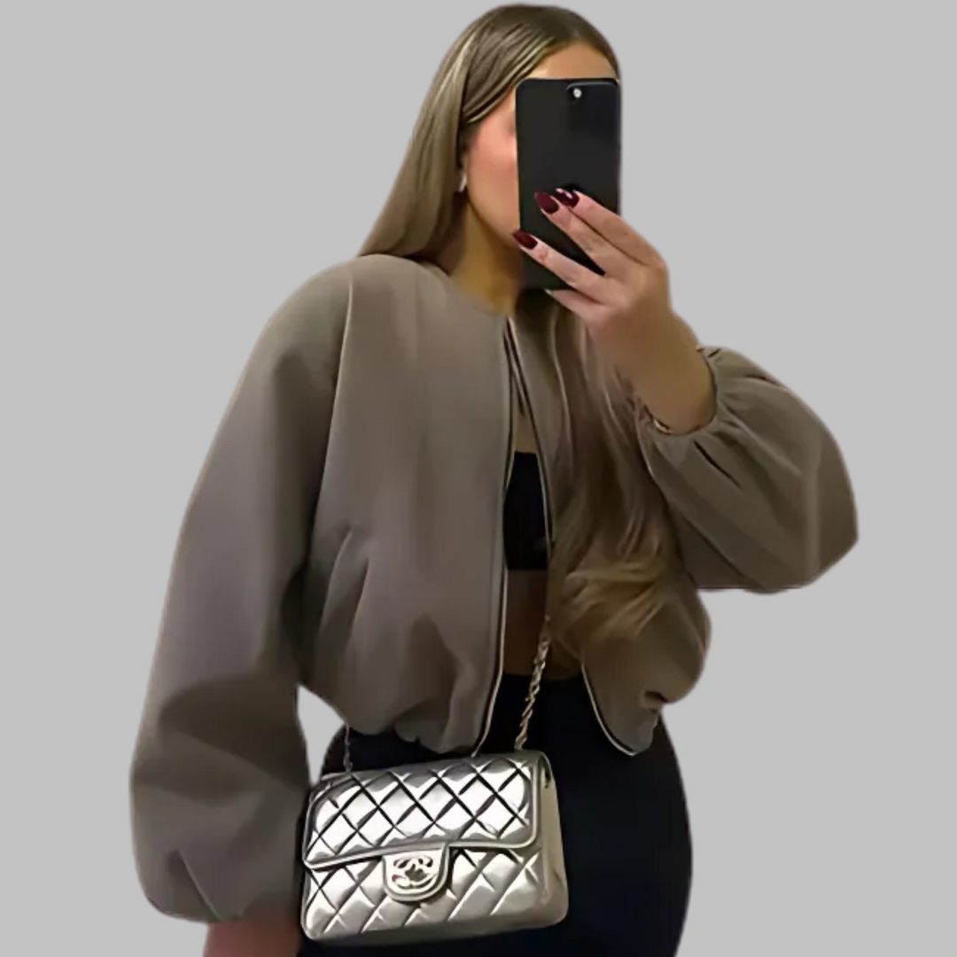 DHANE™ - Chic Long Sleeve Zipper Crop Top Jacket | Elina Dublin