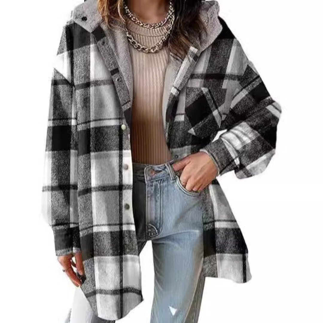 TALLULAH™ - Relaxed Fit Hooded Plaid Jacket | Elina Dublin