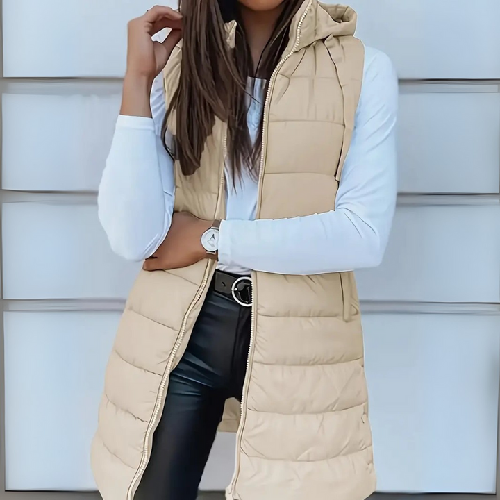 RAIN™ - Casual Sleeveless Hood Long Puffer Vest | Elina Dublin