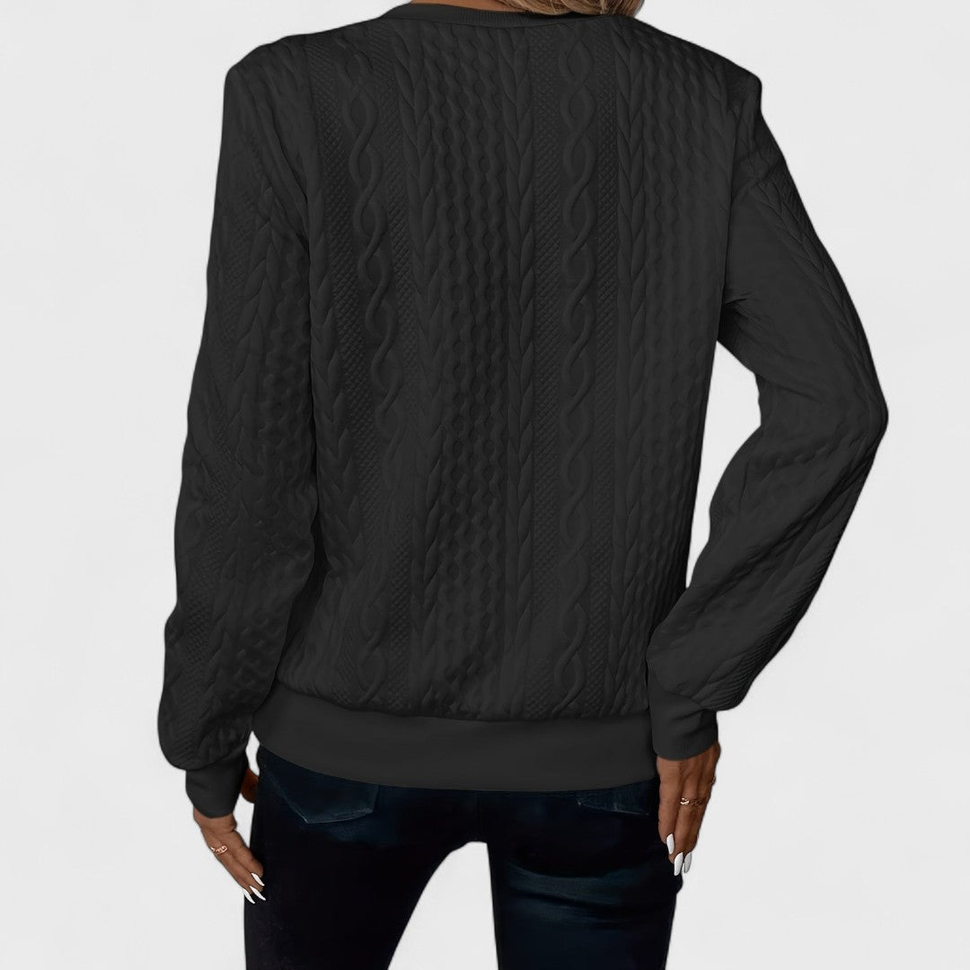 Minda - Women's Cable Knit Zip Sweater | Elina Dublin